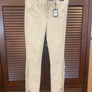 Polo Ralph Lauren suede Lace-Up Pants with fringe detailing!